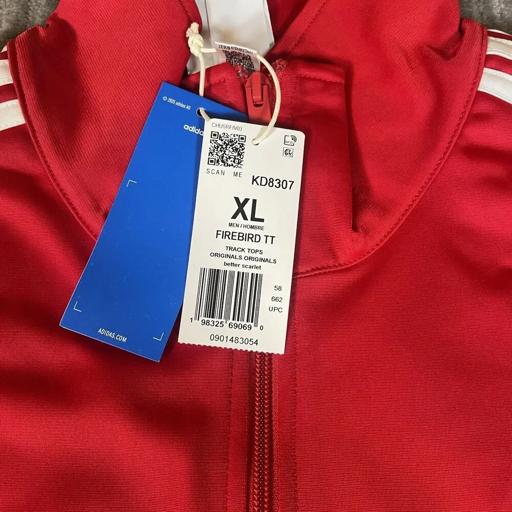 Adidas Originals Firebird Track Suit Mens XL Red 3-Stripes KD8307 KD8319
